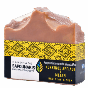 Σαπούνι ελαιολάδου Κόκκινος Άργιλος & Μετάξι 100γρ