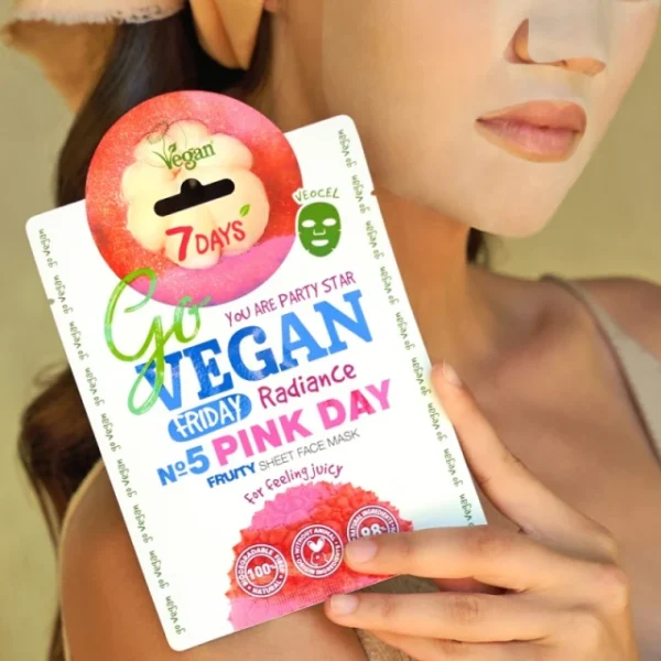 7days govegan sheet face mask pink day 25g